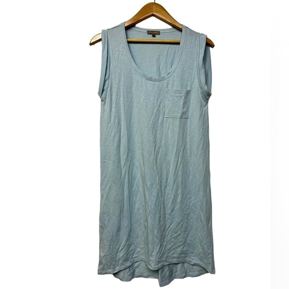 LILLA P Sustainable Minimalist Casual Sleeveless Blue pastel Midi Dress Sz M - Picture 1 of 8